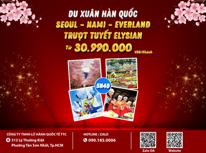 DU XUÂN HÀN QUỐC SEOUL – NAMI – EVERLAND – TRƯỢT TUYẾT ELYSIAN 5N4Đ