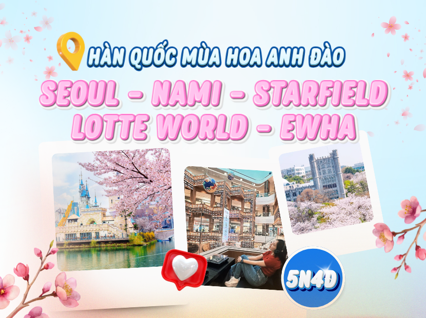 HÀN QUỐC MÙA HOA ANH ĐÀO | SEOUL - NAMI - STARFIELD - LOTTE WORLD - EWHA